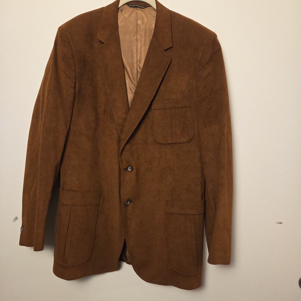 Vtg Kevin MacAlister Mens 42 Brown Faux Suede Blazer Sport Coat Union USA Made
